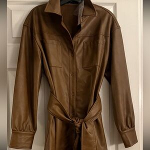 7 For All Mankind light brown button down shirt/ dress with tie waist.